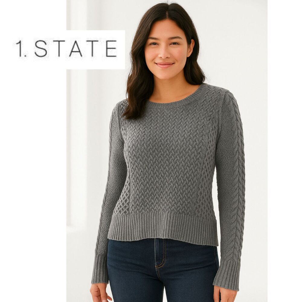 1.State Wool Blend Knitted Sweater (Hole in one arm)